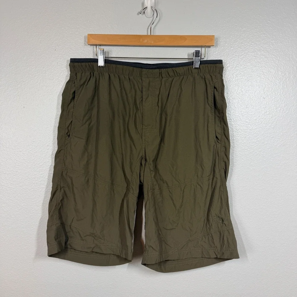 The North Face Shorts Mens Large Olive Green Stow Pocket Hiking Trail Outdoor